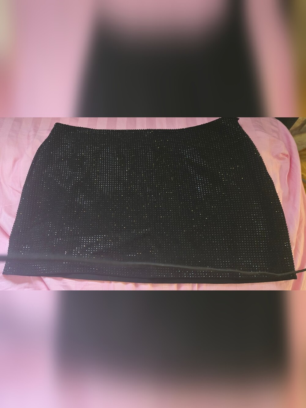Astr Mini Black Skirt with Crystal Beading Clubbing Baddie